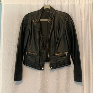 a.n.a Faux Leather Jacket w/ Gold Details